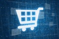 Shopping cart on digital background Royalty Free Stock Photo