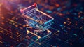 Shopping Cart on Digital Background Royalty Free Stock Photo