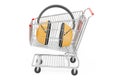 Shopping cart with ear defenders. 3D rendering