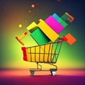 Shopping cart , ecommerce and business concept, background. Generative AI