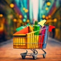 Shopping cart , ecommerce and business concept, background. Generative AI