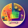 Shopping cart , ecommerce and business concept, background. Generative AI