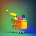 Shopping cart , ecommerce and business concept, background. Generative AI