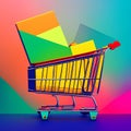 Shopping cart , ecommerce and business concept, background. Generative AI