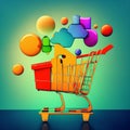 Shopping cart , ecommerce and business concept, background. Generative AI