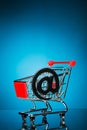 Shopping cart with email symbol Royalty Free Stock Photo