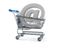 Shopping cart with email symbol Royalty Free Stock Photo