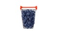 Shopping cart filled with blueberries isolated on white background. Royalty Free Stock Photo