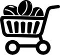 Shopping Cart Filled with Coffee Beans - Icon for Grocery, Shopping, and Coffee Enthusiasts Royalty Free Stock Photo