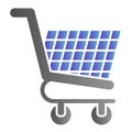 Shopping cart flat icon. Shopping trolley vector illustration isolated on white. Market cart on wheels gradient style