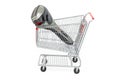 Shopping cart with foil-type cordless razor, shaver. 3D rendering