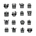 Shopping cart with foods icons