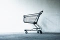 Shopping Cart in Front of Supermarket Doorway for Customers Service, Empty Shopping Trolley in Front of Convenience Grocery Store Royalty Free Stock Photo