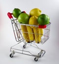 Shopping cart with fruit Royalty Free Stock Photo