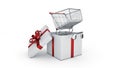 Shopping cart . Gift box concept. Royalty Free Stock Photo