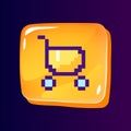 Shopping cart glossy ui button with pixelated color icon Royalty Free Stock Photo