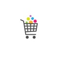 Shopping cart with goods button. Bright purchase. simple icon isolated on white background. Store trolley Royalty Free Stock Photo