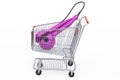 Shopping cart with Hair Curler, Professional Automatic Steam Ceramic Curling Wand. 3D rendering