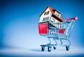 Shopping cart and house Royalty Free Stock Photo