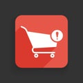 Shopping cart icon with exclamation mark. Shopping cart icon and alert, error, alarm, danger symbol Royalty Free Stock Photo