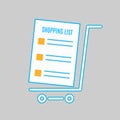 Shopping Cart icon, flat design. Empty shopping cart with blank shopping list. Vector illustration.