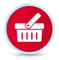 Shopping cart icon flat prime red round button Royalty Free Stock Photo