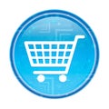 Shopping cart icon floral blue round button Royalty Free Stock Photo