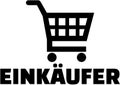 Shopping cart icon with german purchaser job title Royalty Free Stock Photo