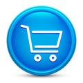 Shopping cart icon glass shiny blue round button isolated design vector illustration Royalty Free Stock Photo