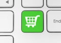 Shopping cart icon on green keyboard button