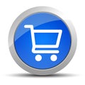 Shopping cart icon blue round button illustration Royalty Free Stock Photo