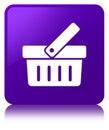 Shopping cart icon purple square button Royalty Free Stock Photo