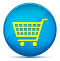 Shopping cart icon modern flat cyan blue round button Royalty Free Stock Photo