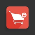 Shopping cart icon with padlock sign. Shopping cart icon and security, protection, privacy symbol Royalty Free Stock Photo