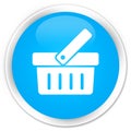 Shopping cart icon premium cyan blue round button Royalty Free Stock Photo