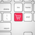 Shopping cart icon on keyboard key Royalty Free Stock Photo