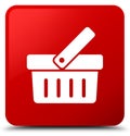 Shopping cart icon red square button Royalty Free Stock Photo