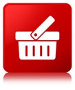 Shopping cart icon red square button Royalty Free Stock Photo