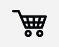 Shopping Cart Icon. Retail Commerce Shop Trolley Buy Purchase Groceries Sale. Black White Sign Symbol EPS Vector