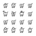 Shopping cart icon set in action, line version, vector eps10 Royalty Free Stock Photo
