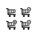 Shopping Cart Icon Set. Add to shopping cart or remove. Vector illustration EPS 10 Royalty Free Stock Photo