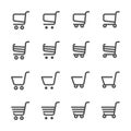 Shopping cart icon set, line version, vector eps10 Royalty Free Stock Photo