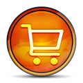 Shopping cart icon shiny bright orange round button illustration Royalty Free Stock Photo