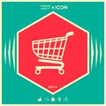 Shopping cart icon, shopping basket design, trolley icon