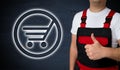 Shopping cart icon is shown by craftsman concept