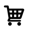 Shopping cart icon. Simple black shopping cart icon. Concept of commerce and online shopping.