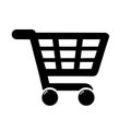 Shopping cart icon. Simple black shopping cart icon. Concept of commerce and online shopping.