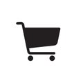 Shopping cart icon symbol. Flat shape trolley web store button. Online shop logo sign. Vector illustration image. Black silhouette Royalty Free Stock Photo