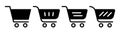 Shopping cart icon. Trolley symbol. Cart icon set. Glyph shopping cart. Black trolley symbol. Stock vector illustration. Online