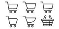 Shopping cart icon. Trolley symbol. Cart icon set. Outline shopping cart. Linear trolley symbol. Stock vector illustration